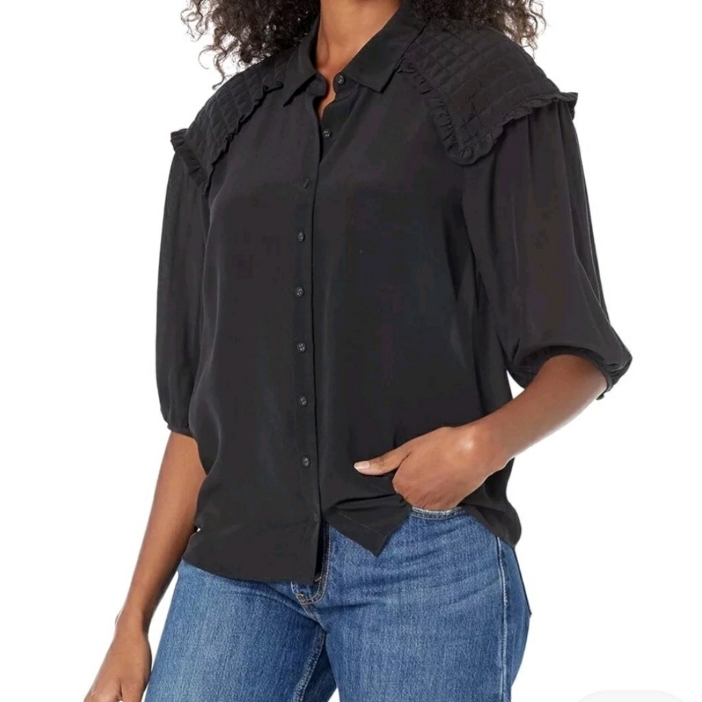 Joie Black Silk Top Sz XS Reg $278